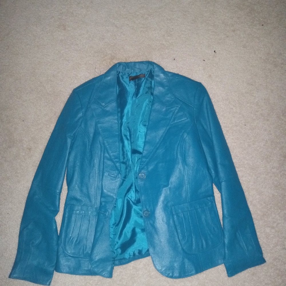 Vintage Blue Leather Jacket